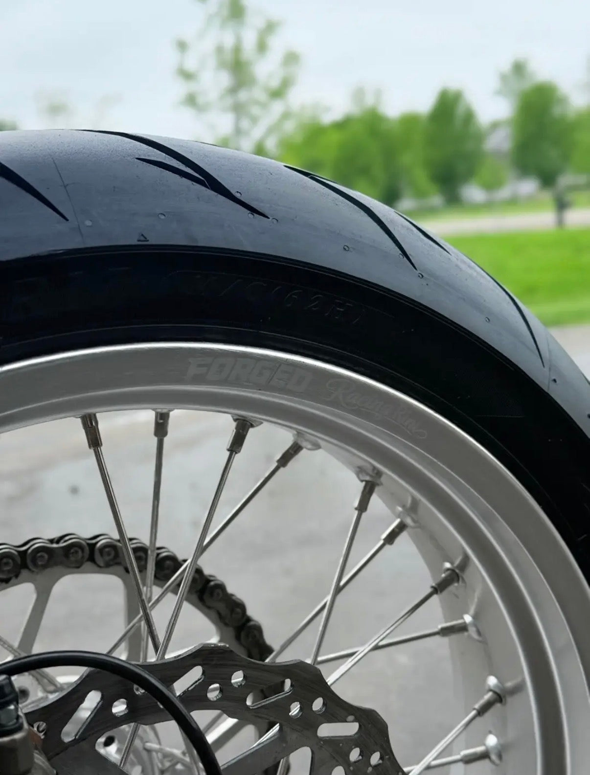 Surron Ultra Bee 17" Supermoto Wheelset - Black/Chrome Finish Forged Racing
