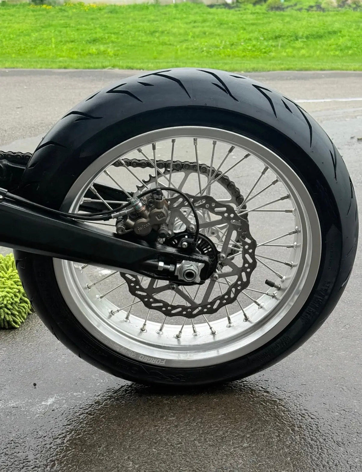 Surron Ultra Bee 17" Supermoto Wheelset - Black/Chrome Finish Forged Racing
