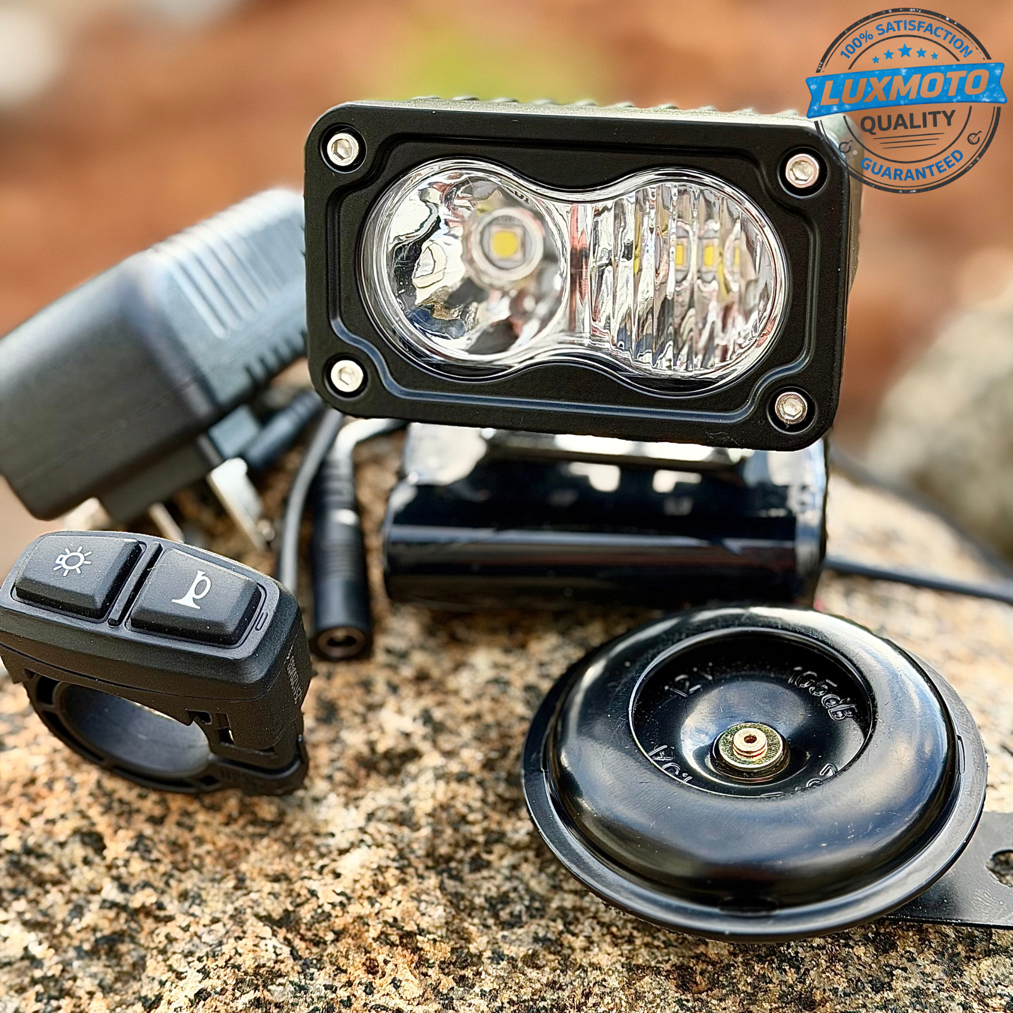 🔥BEST SELLER🔥 Baja Light & Horn  RECHARGEABLE [COMES WITH BATTERY & CHARGER!] (Fits any bike) Lux Moto