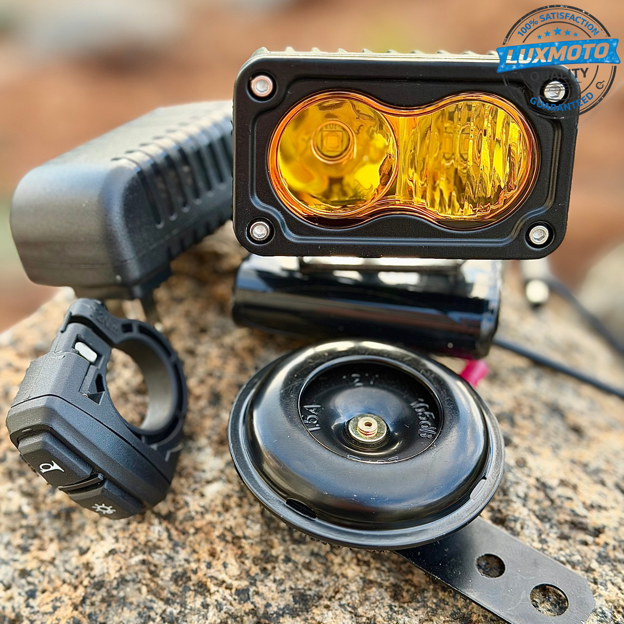 🔥BEST SELLER🔥 Baja Light & Horn  RECHARGEABLE [COMES WITH BATTERY & CHARGER!] (Fits any bike) Lux Moto